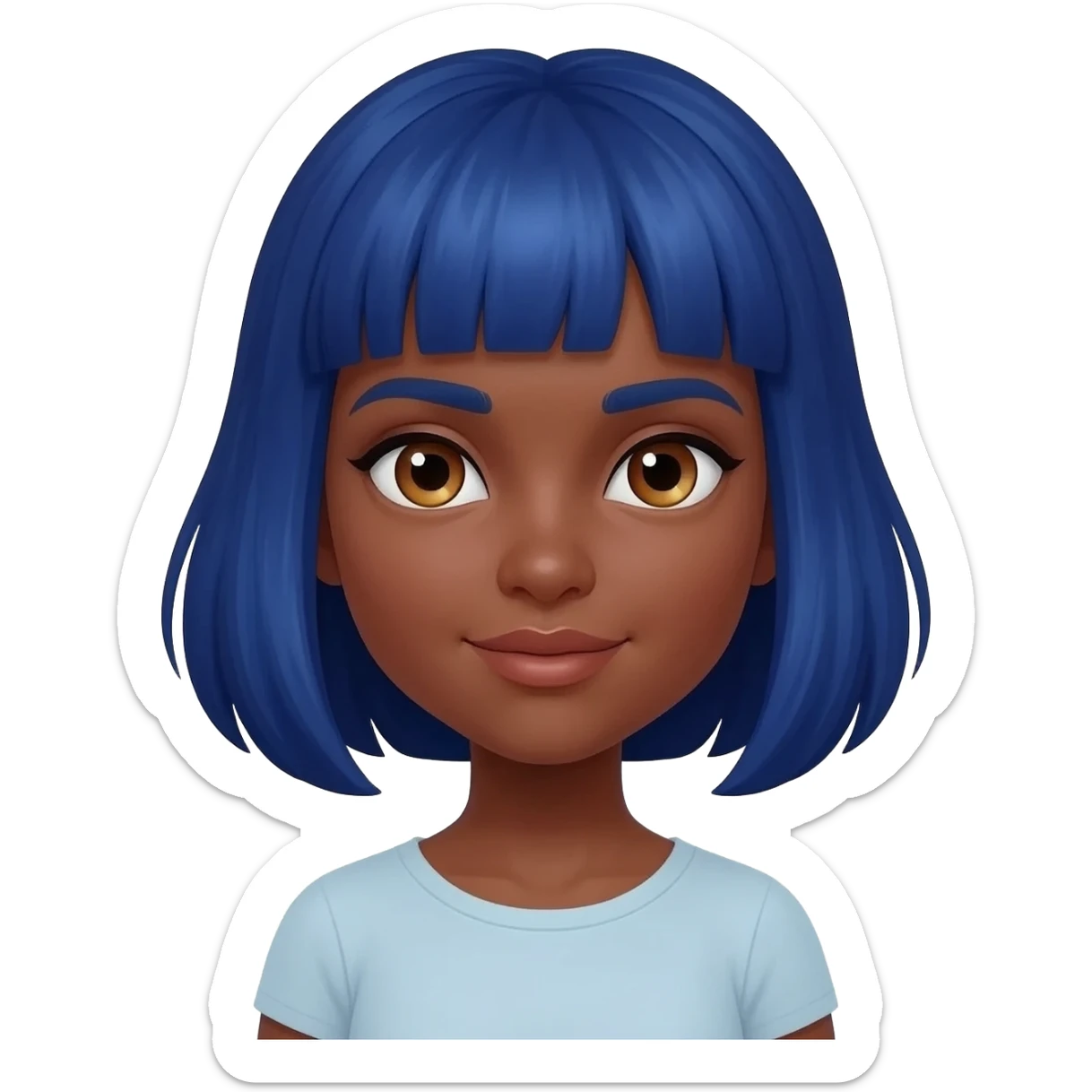 Brown skin hazel eyes blue bob sticker