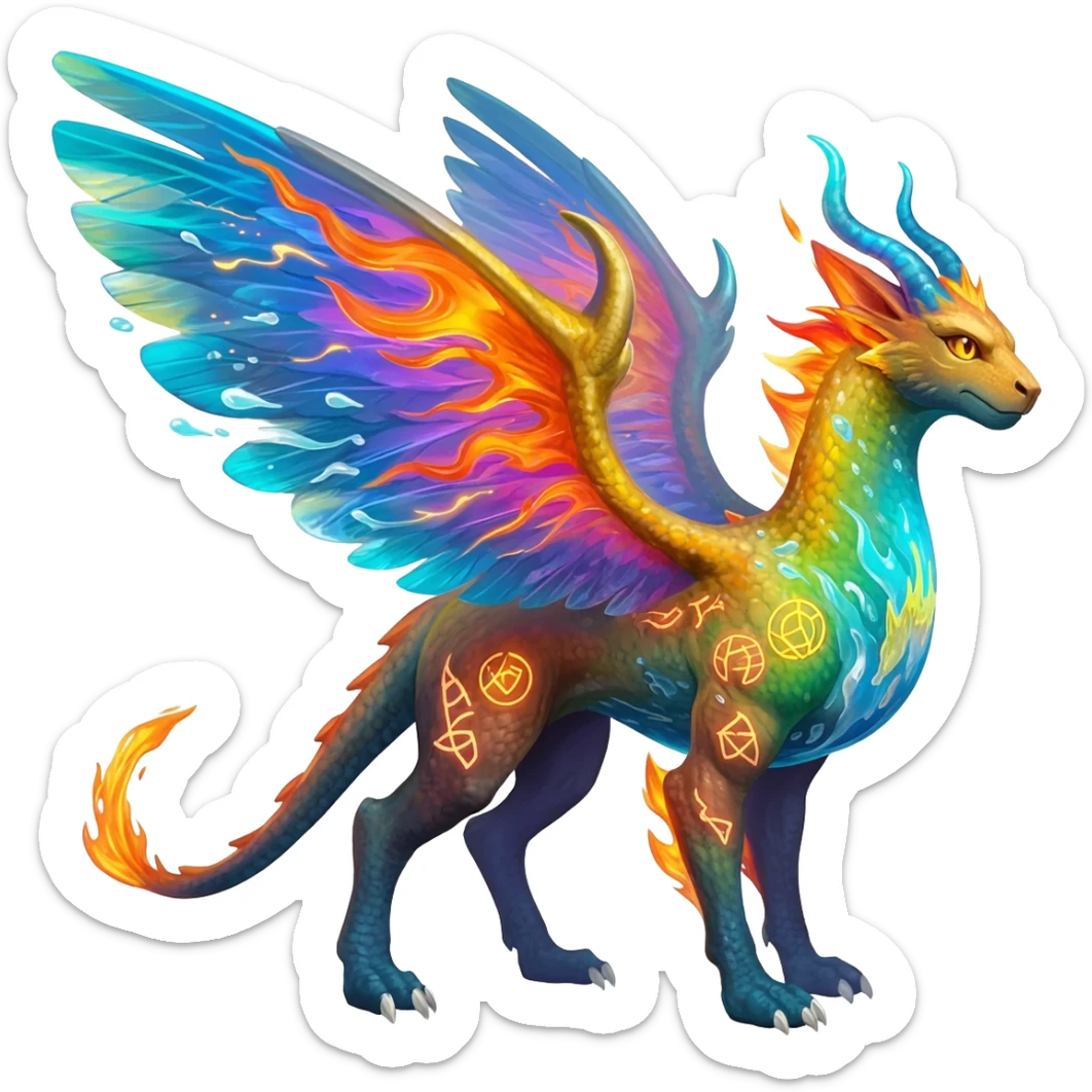 Elemental magical colorful exotic animesque Pokémon-Fakémon-animal-creature sticker