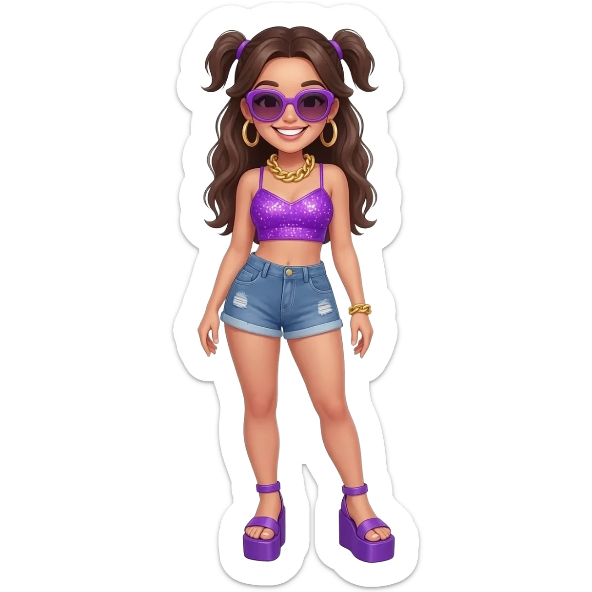 beautiful girl have purple Y2k sticker