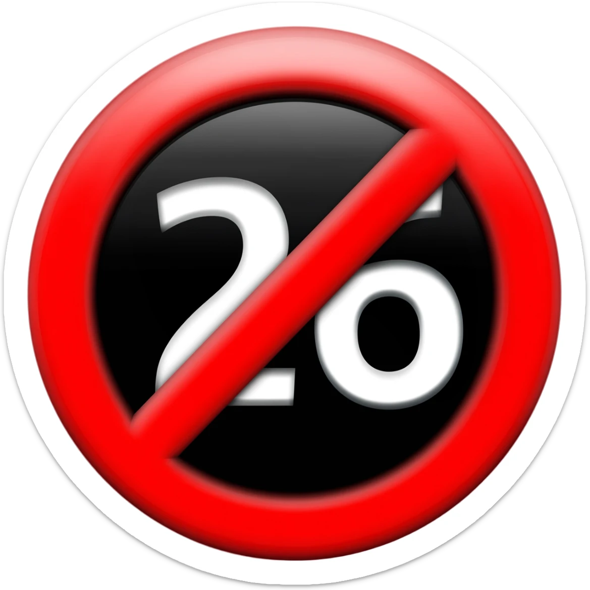 red prohibited with garis miring inside with white text 26 with black circle sticker