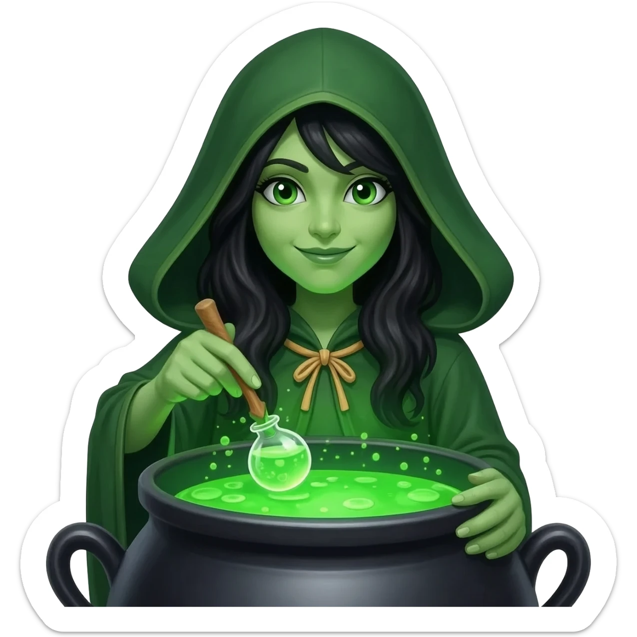 green witch cooking potion sticker