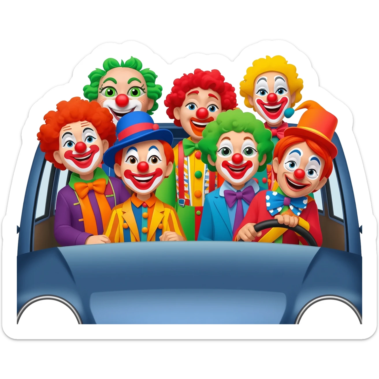 Clowns in a car sticker