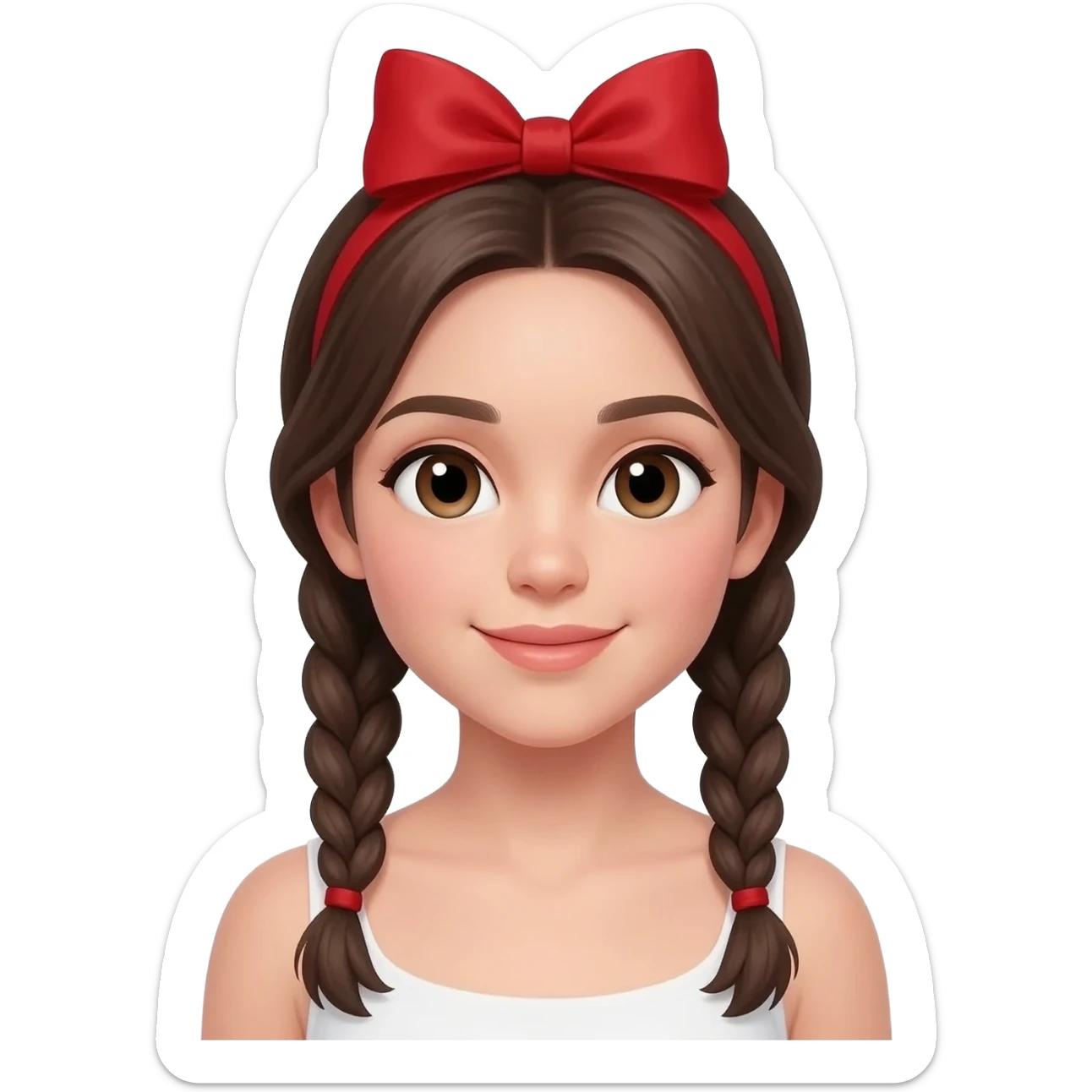 red bow in braids sticker
