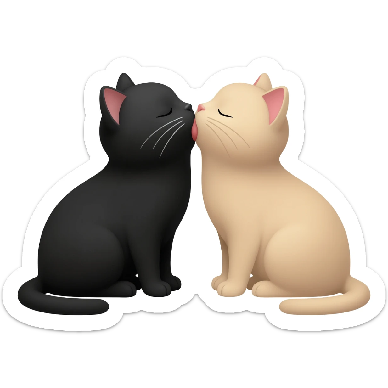 black and beige cats are kissing sticker