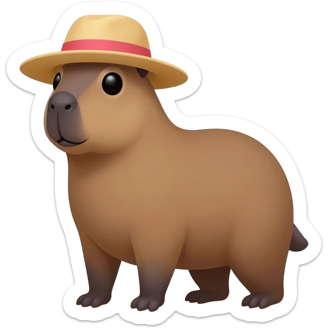 Capybara wearing a beach hat sticker