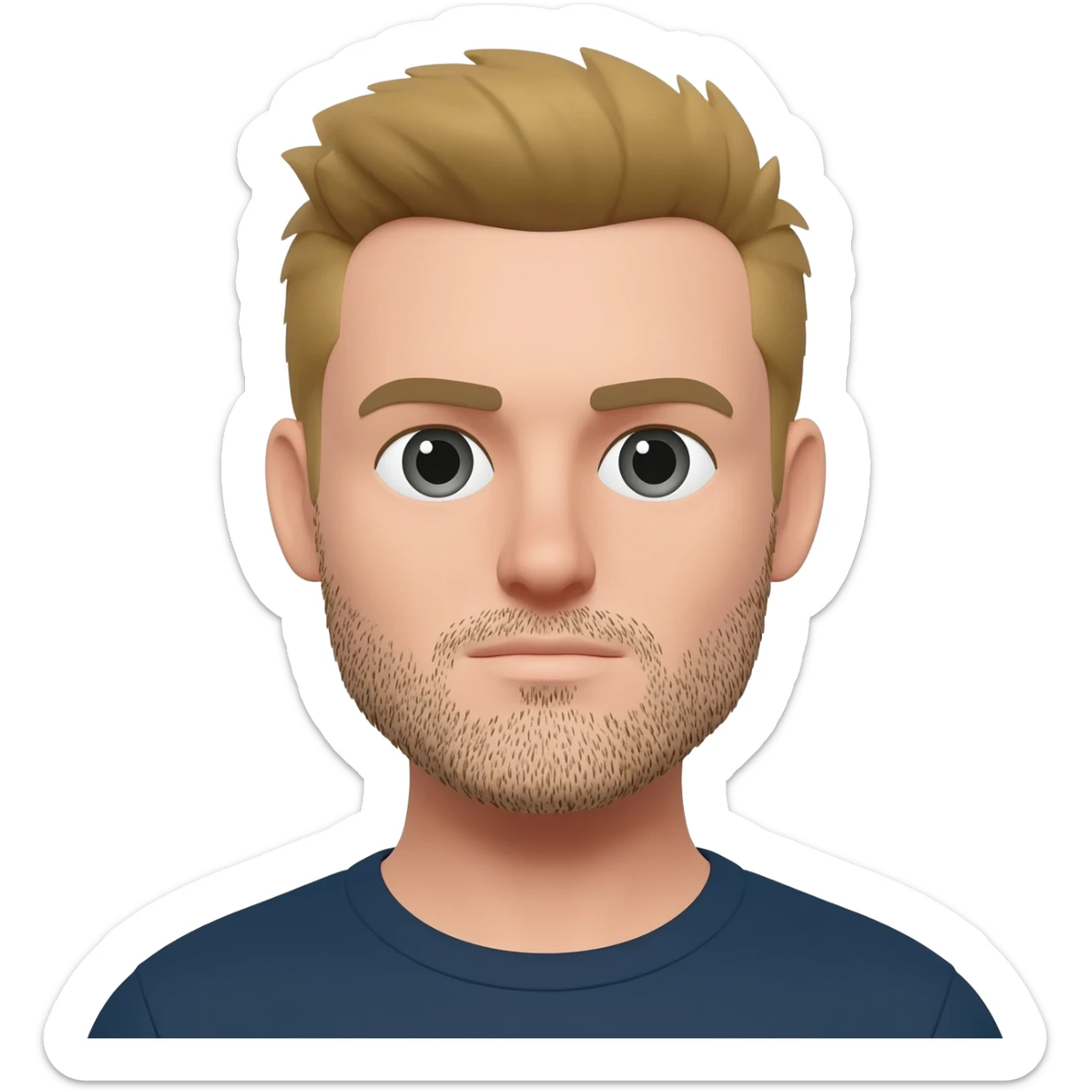 Homme blond foncé, cheveux courts, visage rond, avec une barbe naissante sticker