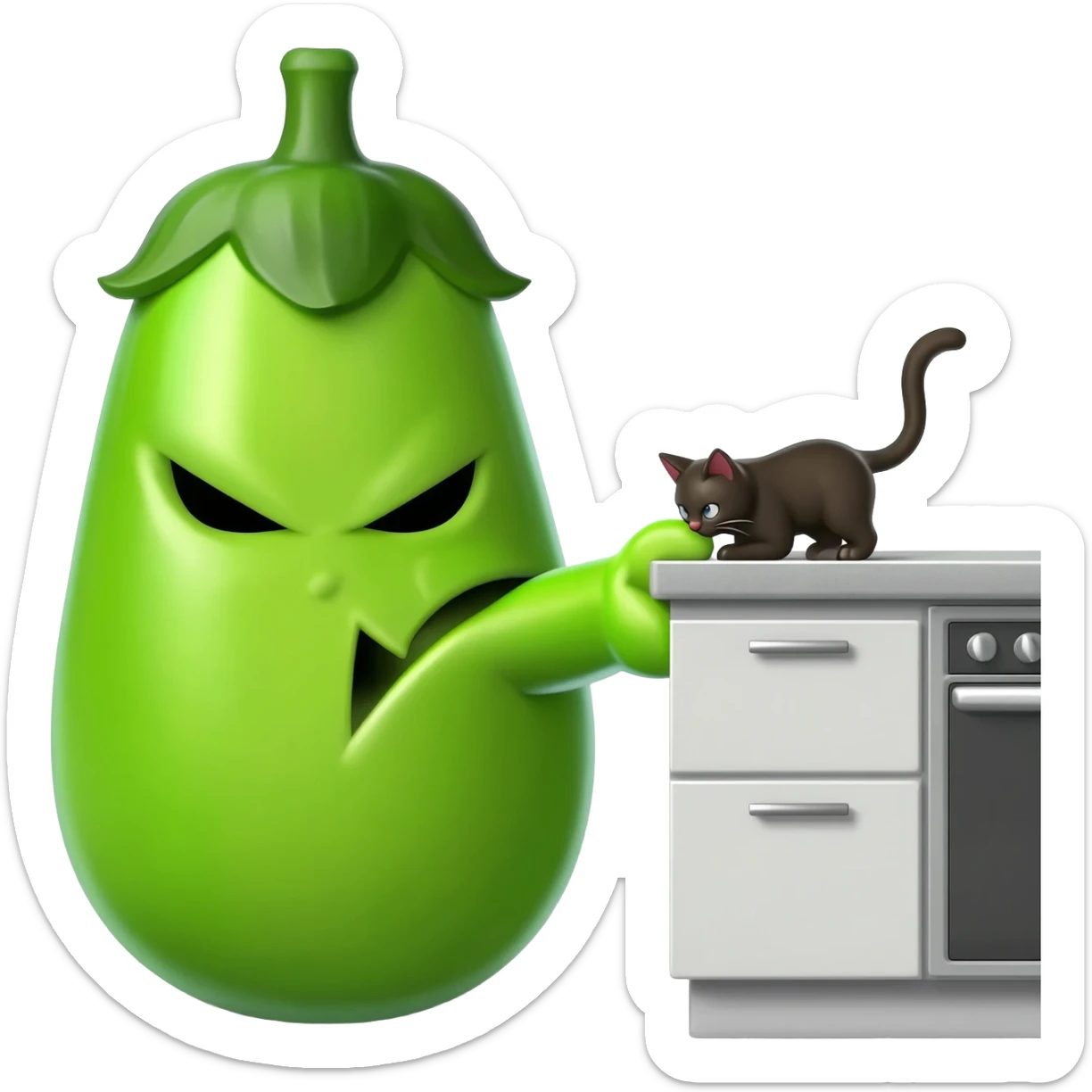 Eggplant beating up a cat sticker