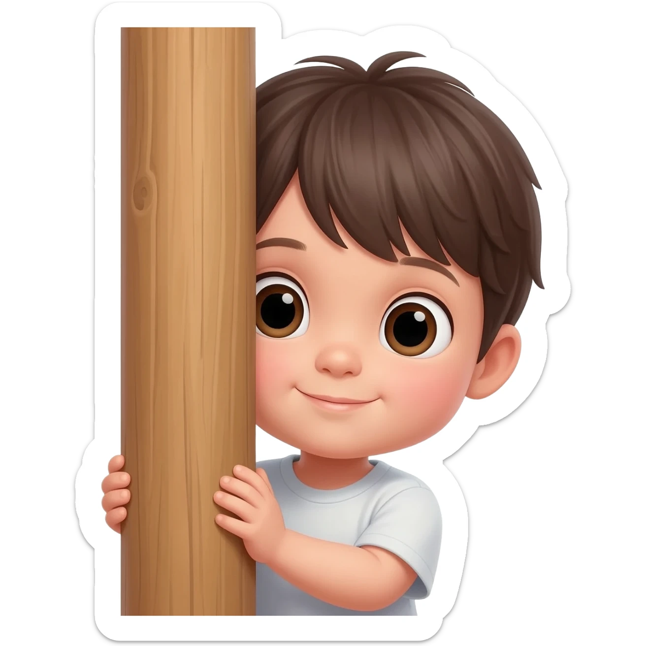 Innocent eyes while hiding behind a pole and peeking its head out sticker