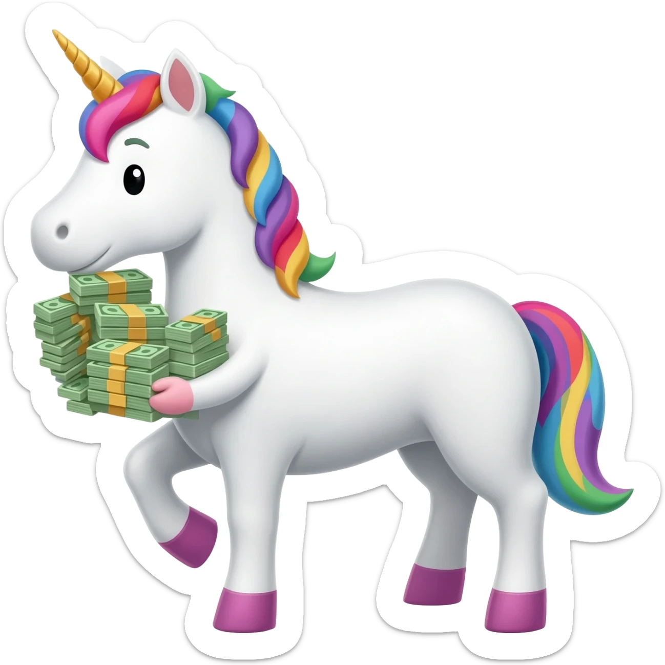 unicorn with cash sticker
