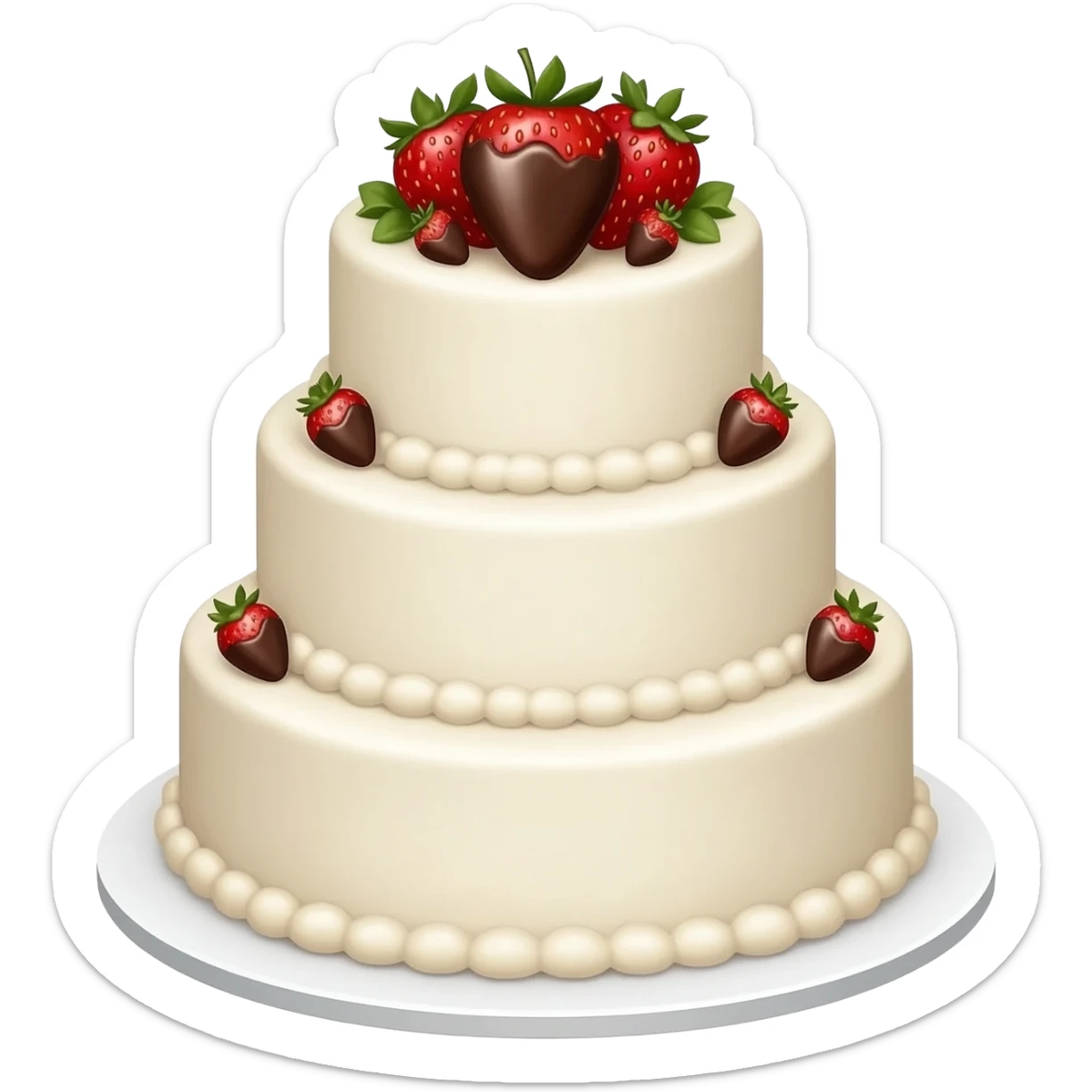 White wedding cake elegant decorated with chocolate covered strawberries sticker