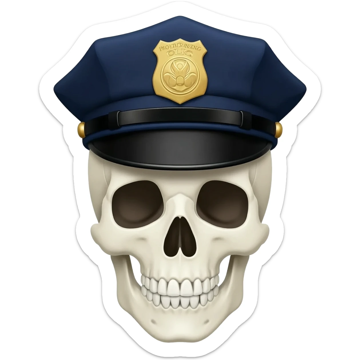 Skull with a police hat on sticker