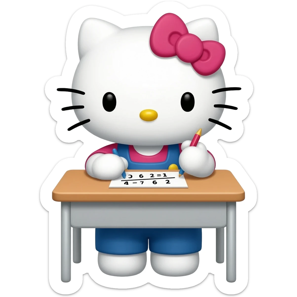 hello kitty doing maths sticker