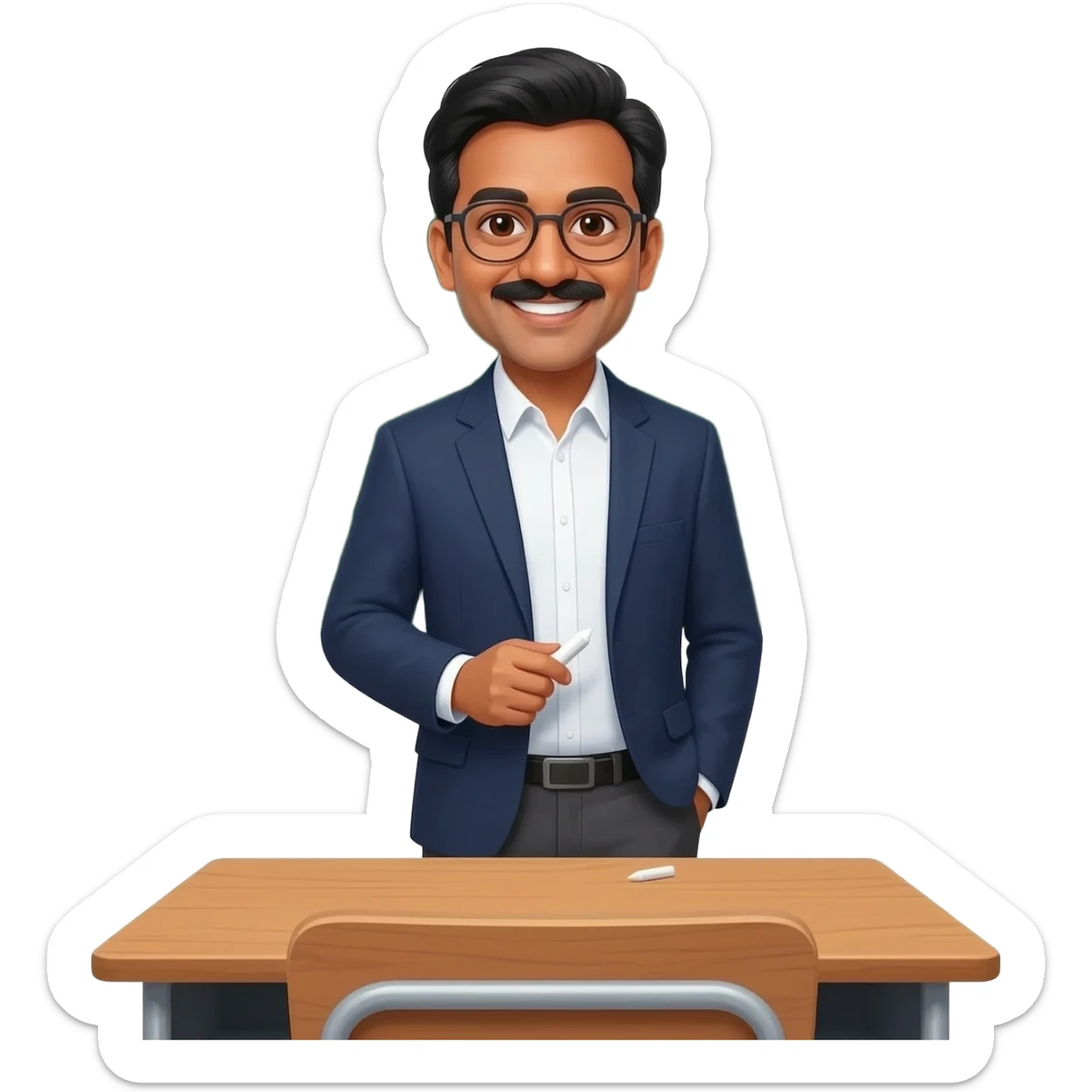 middle aged male indian primary school teacher without facial hair sticker