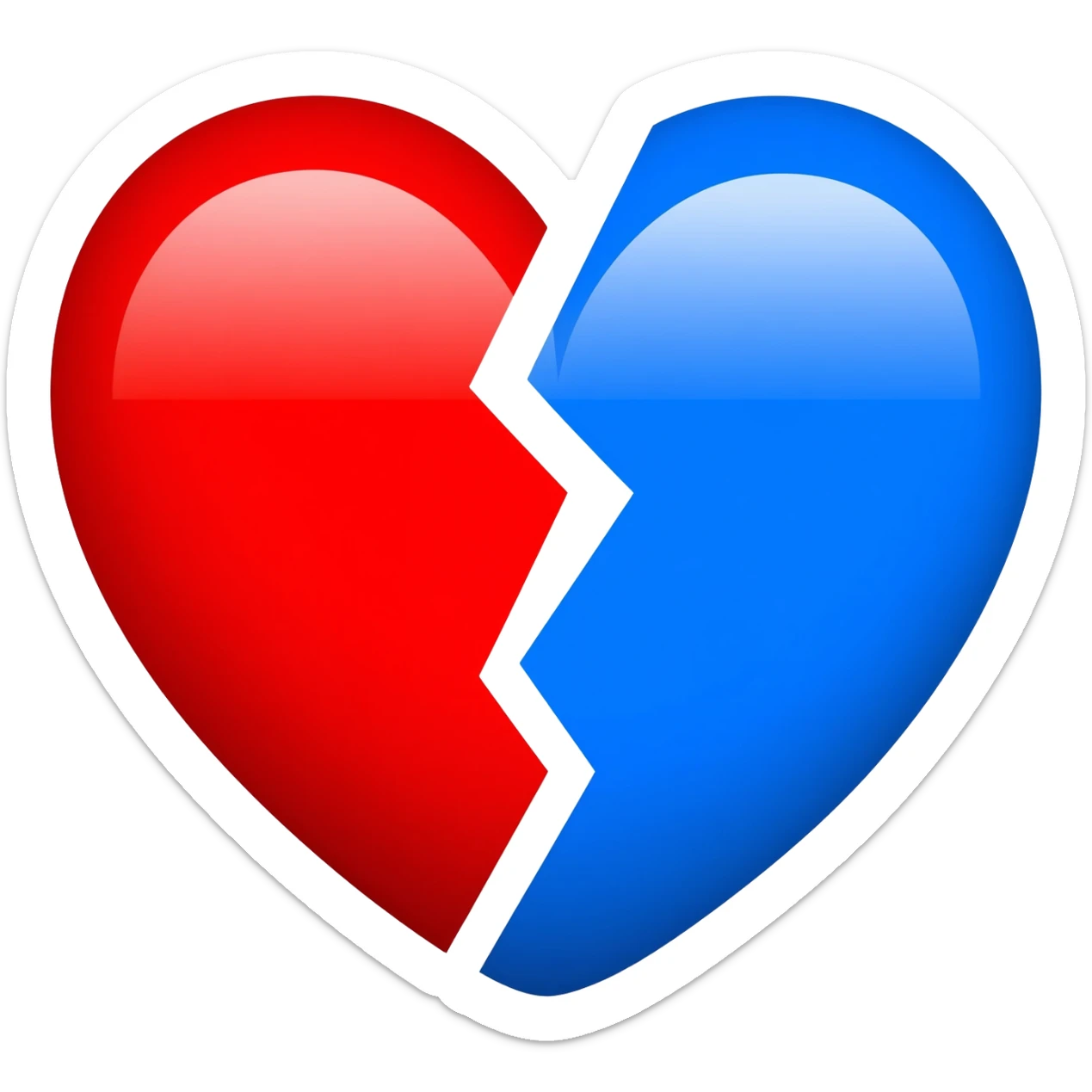 Red heart and blue heart 2 emoji mix half and generate a half red+blue emoji sticker