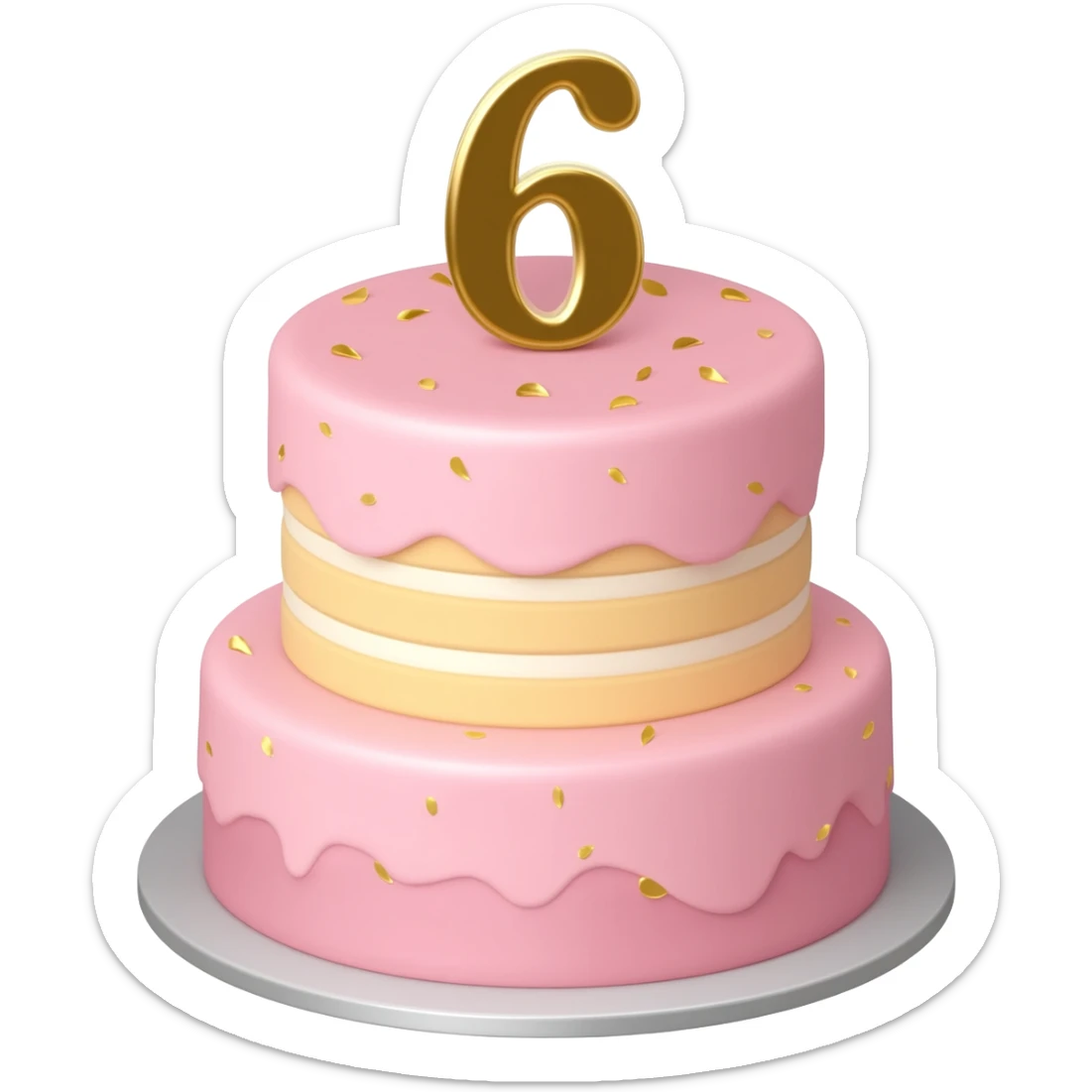 birthday cake with the number 6 on top sticker