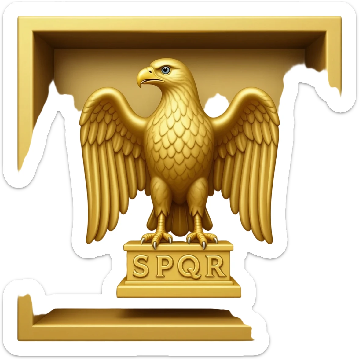 roman eagle with the letters "S P Q R" on the bottom in a golden box sticker