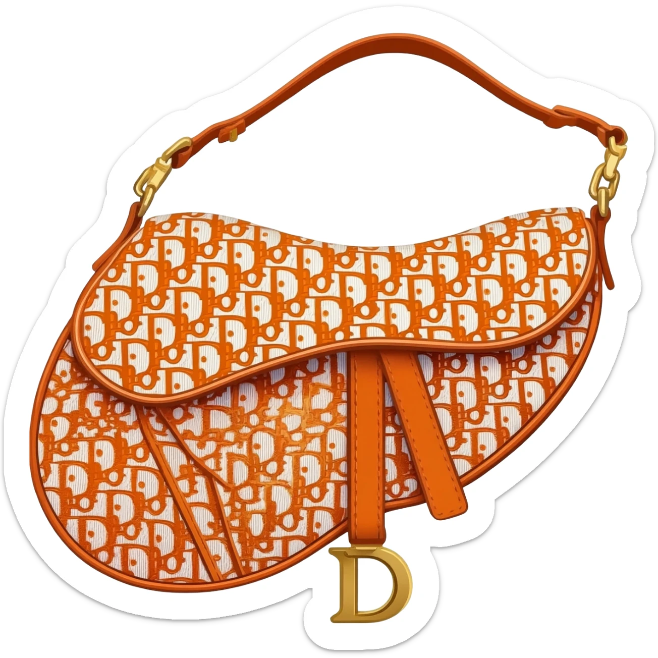 orange dior printed saddle bag sticker