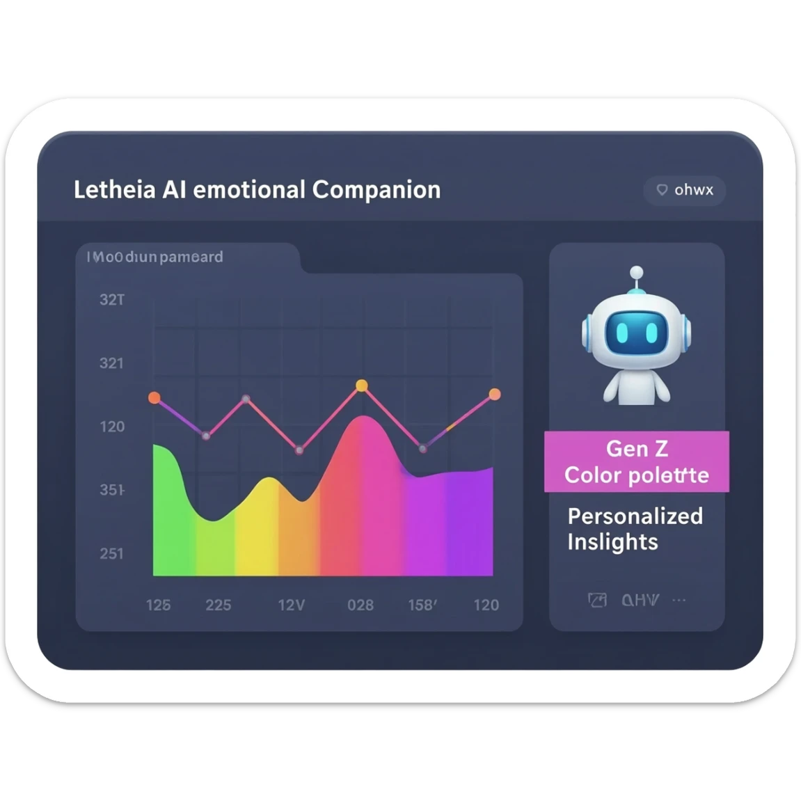 it is for a "Welcome & Why We’re Here" slide for a team meeting about Letheia™, an AI-powered emotional companion designed for daily reflection. Used for Gen Z to track their moods, map patterns, and receive personalized insights. sticker
