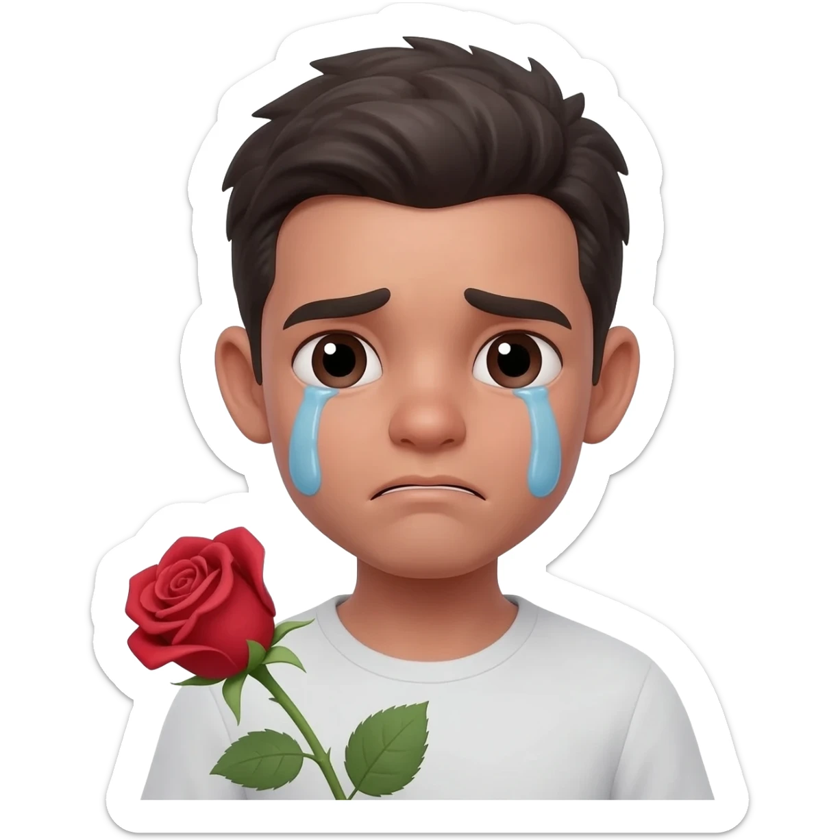 Crying + hand rose sticker