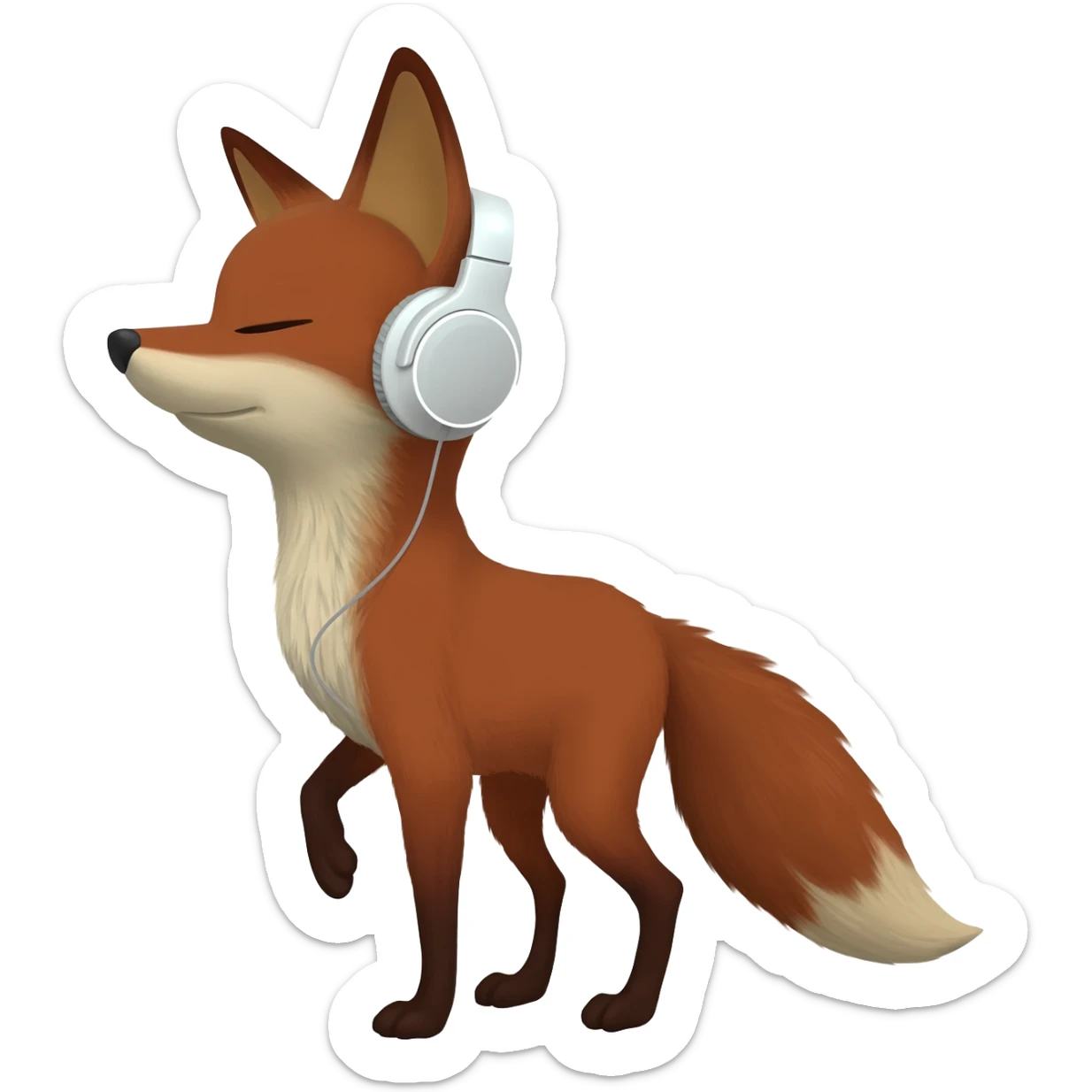 Kulaklik dinleyen tilki sticker