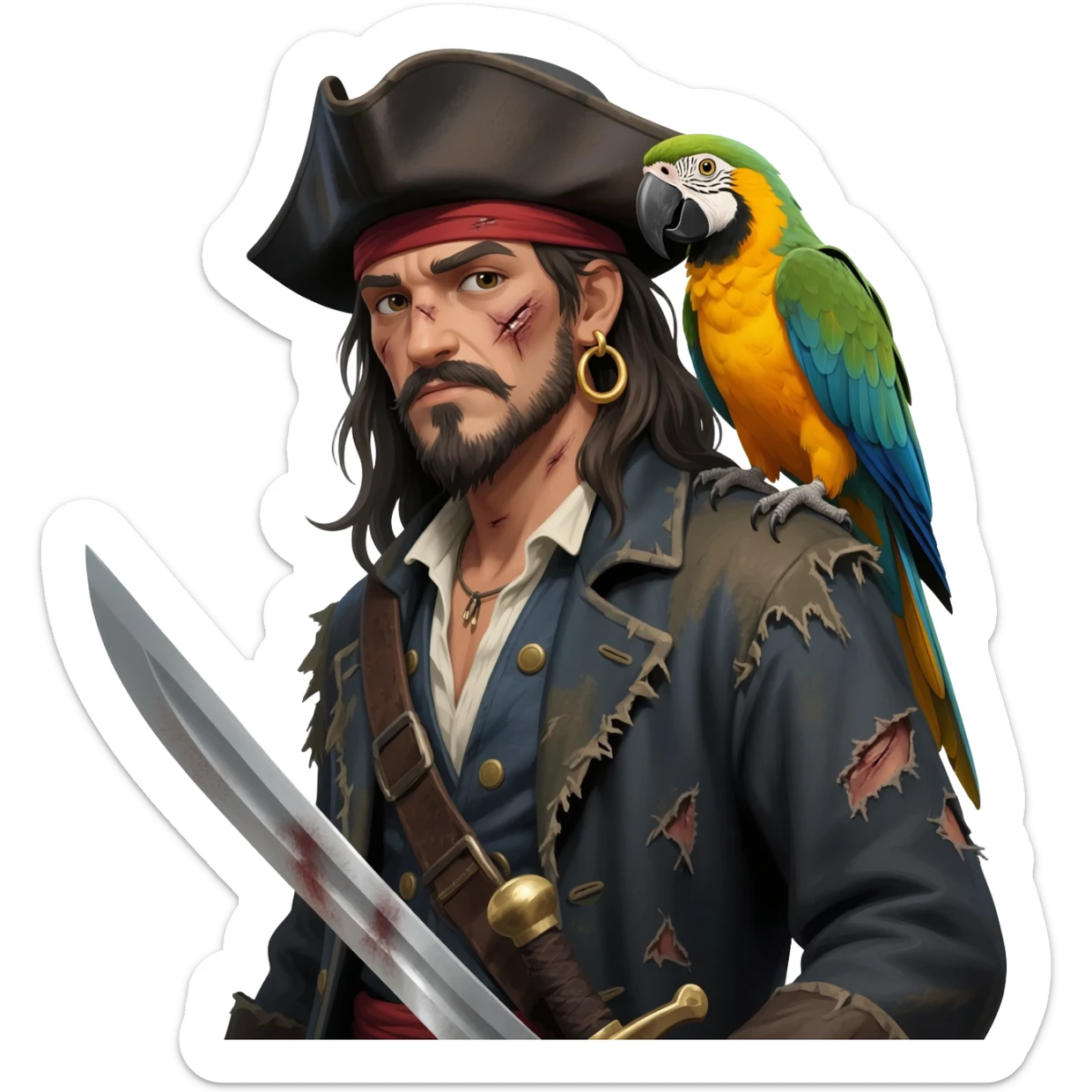 pirate and parrot sticker