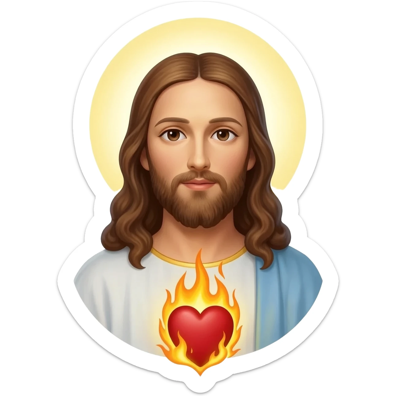 Cristo, corazon con fuego sticker