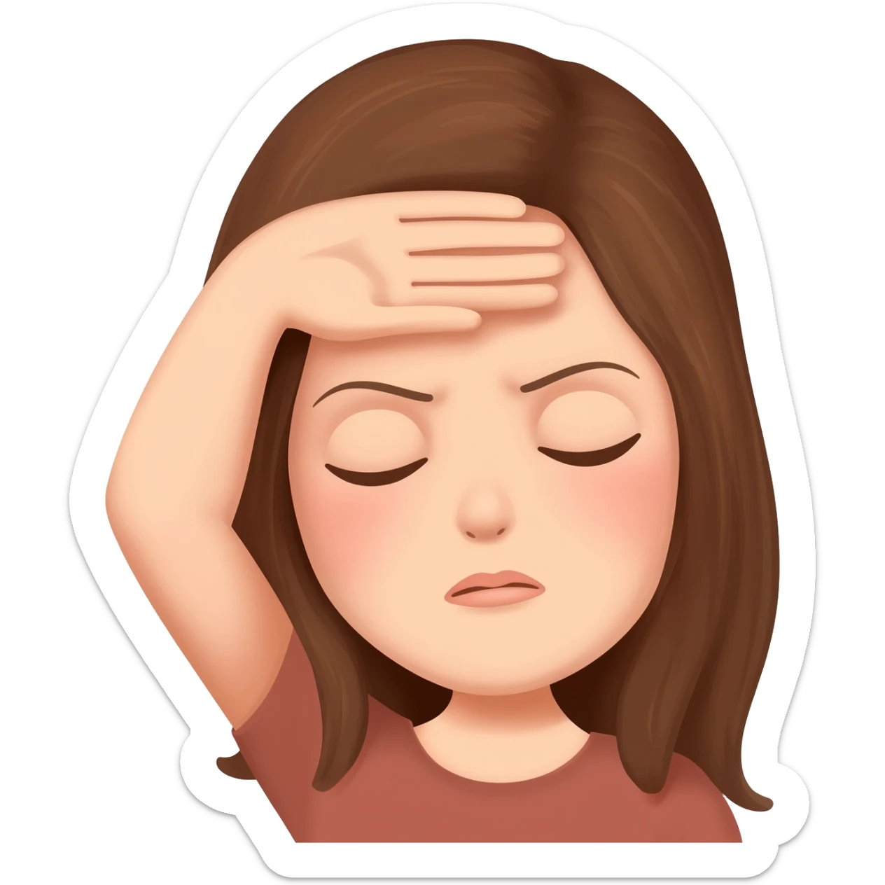 female smacking forehead with her palm while closing her eyes sticker