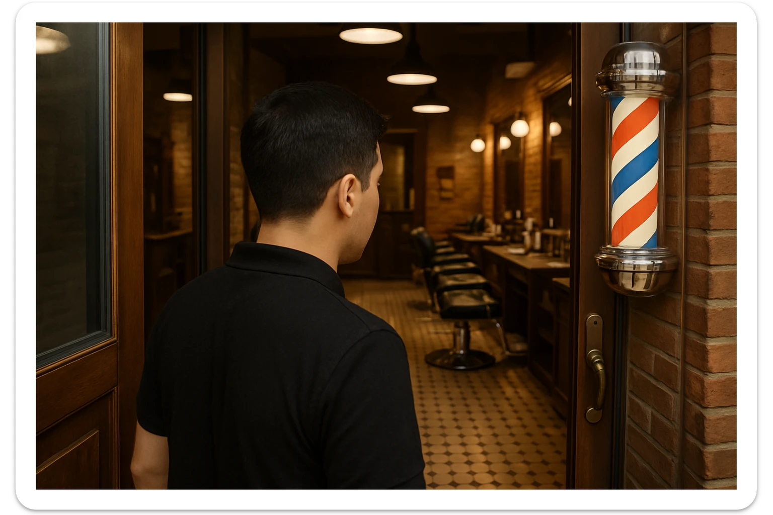 sartaroshxonaga kirib kelyotgan odam rakurs  ichkarigan hali o'smirin yoshda yuzi ko'rinmasin
 sticker