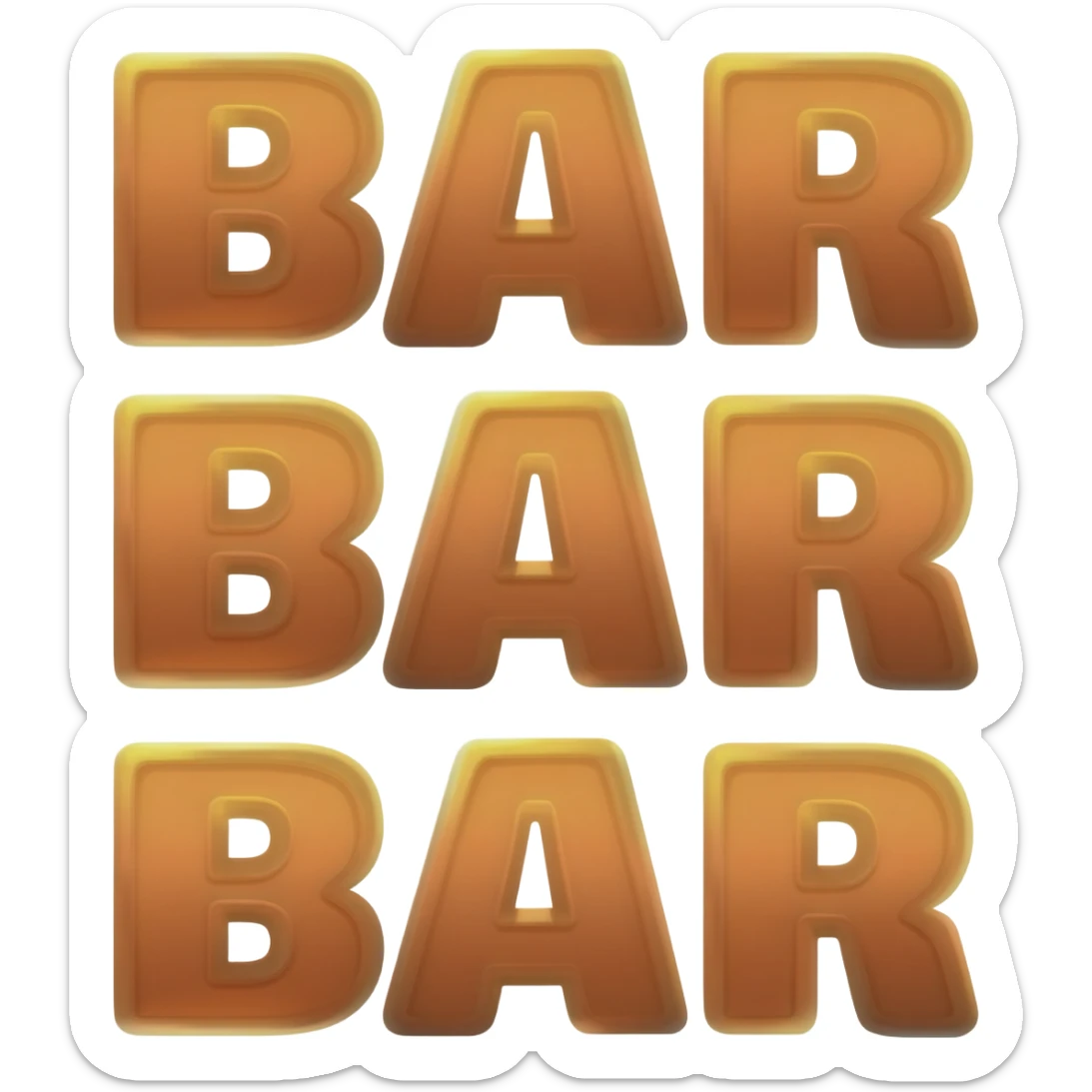 a bar bar bar symbol, with 3 "BAR" stacked on each other for slot machines sticker