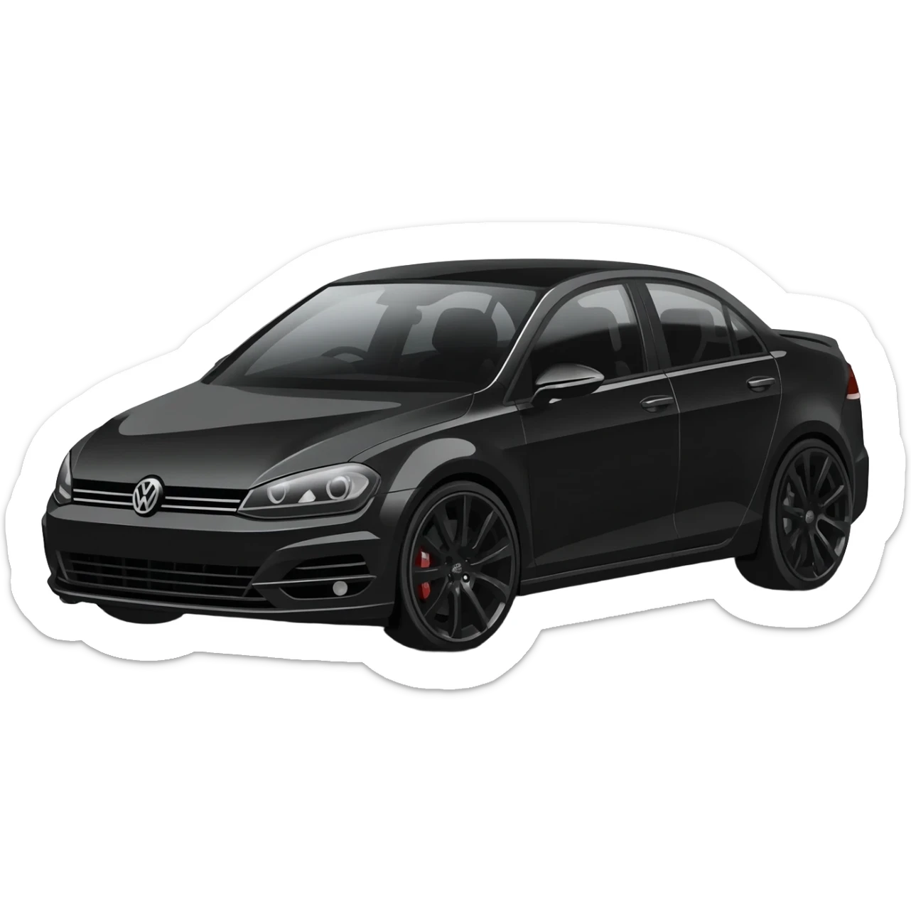 a picture of a black VW Golf GT Edition TDI MK7 2016 with black rims on an angle sticker