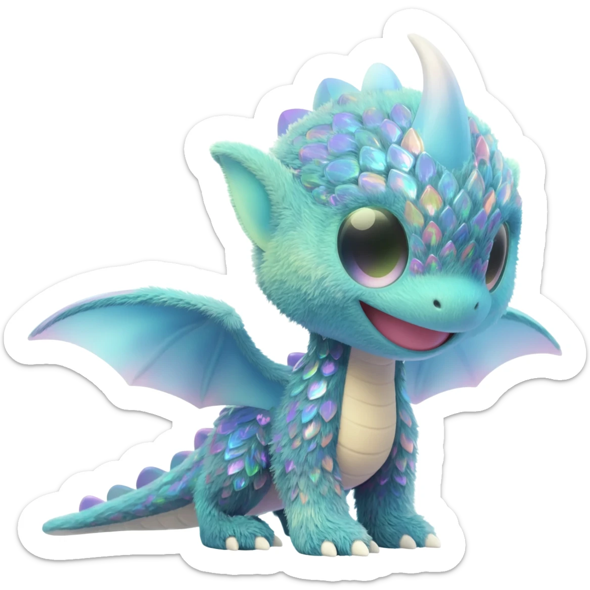 P moe meow meow cute fuzzy realistic Randomly-faerie-drake exotic Fakémon-creature sticker