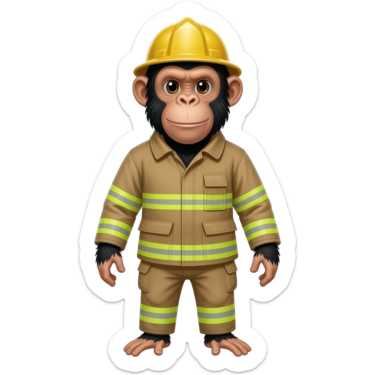 Chimpanzee firefighter tanfong sticker
