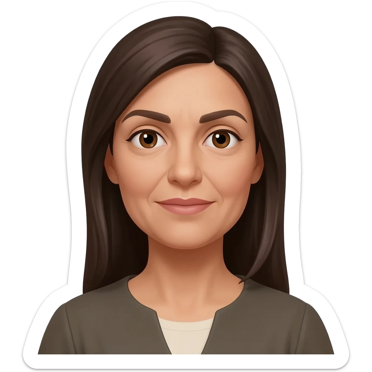 femme algérienne mince peau claire yeux marrons 64 ans cheveux longs lisses sticker