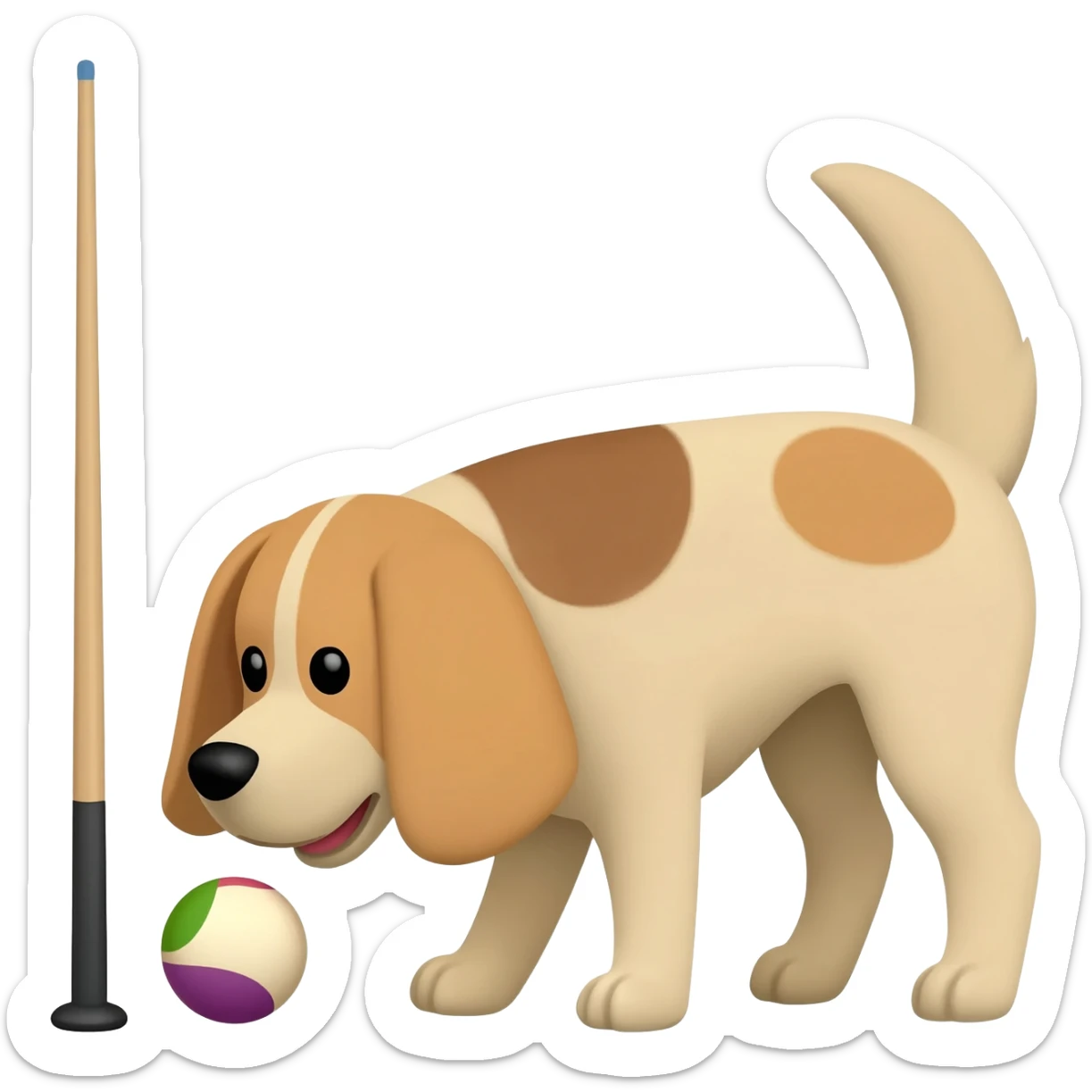 A dog playing pool sticker