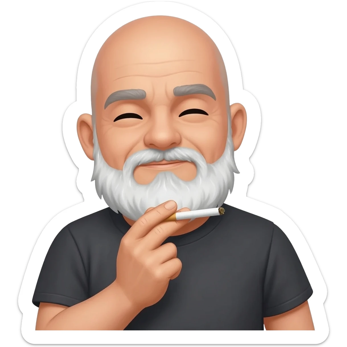 Bald man with white beard smoking Weed joint sticker
