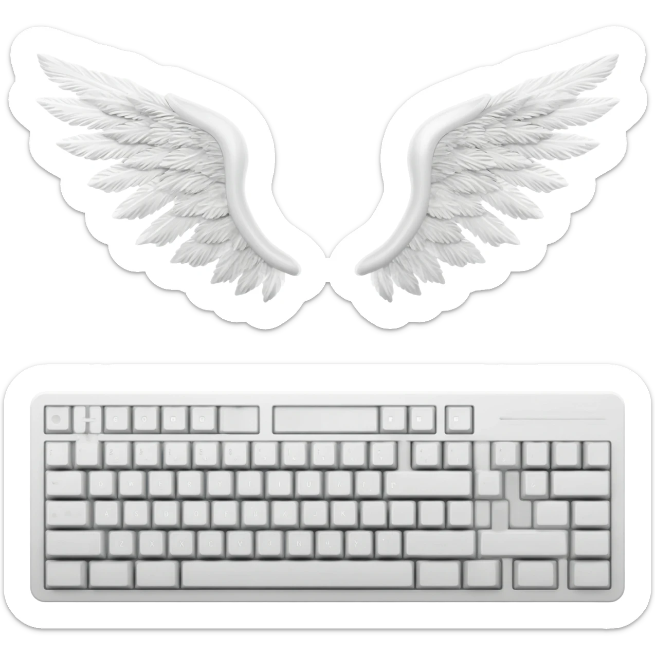 Two angel wings separate white for keyboard sticker