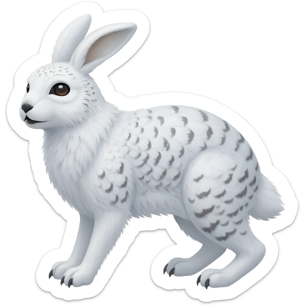 Ermine-Snowshoe-Hare-Arctic-Fox-Snowy-Owl-fusion-hybrid sticker