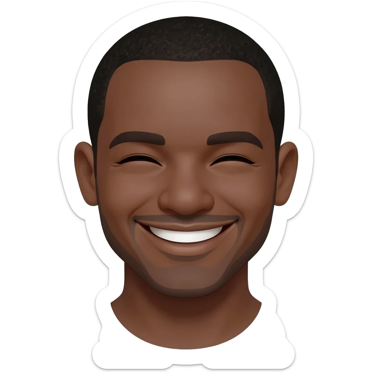 generate a smiley face of a laughing black sticker