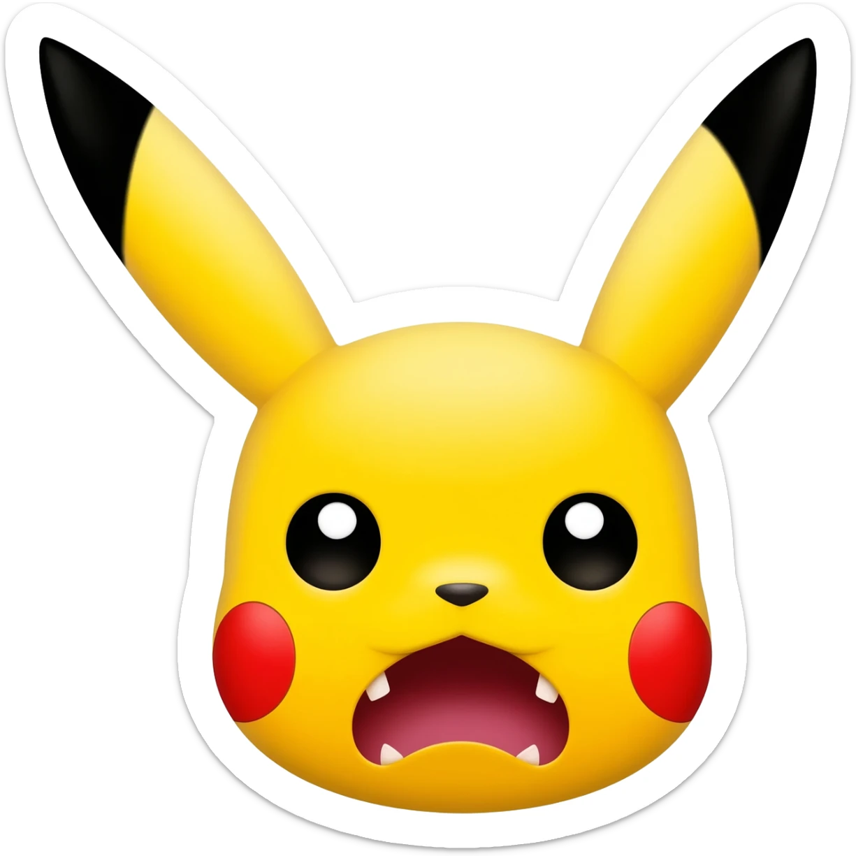 Pikachu horrified face with white background sticker