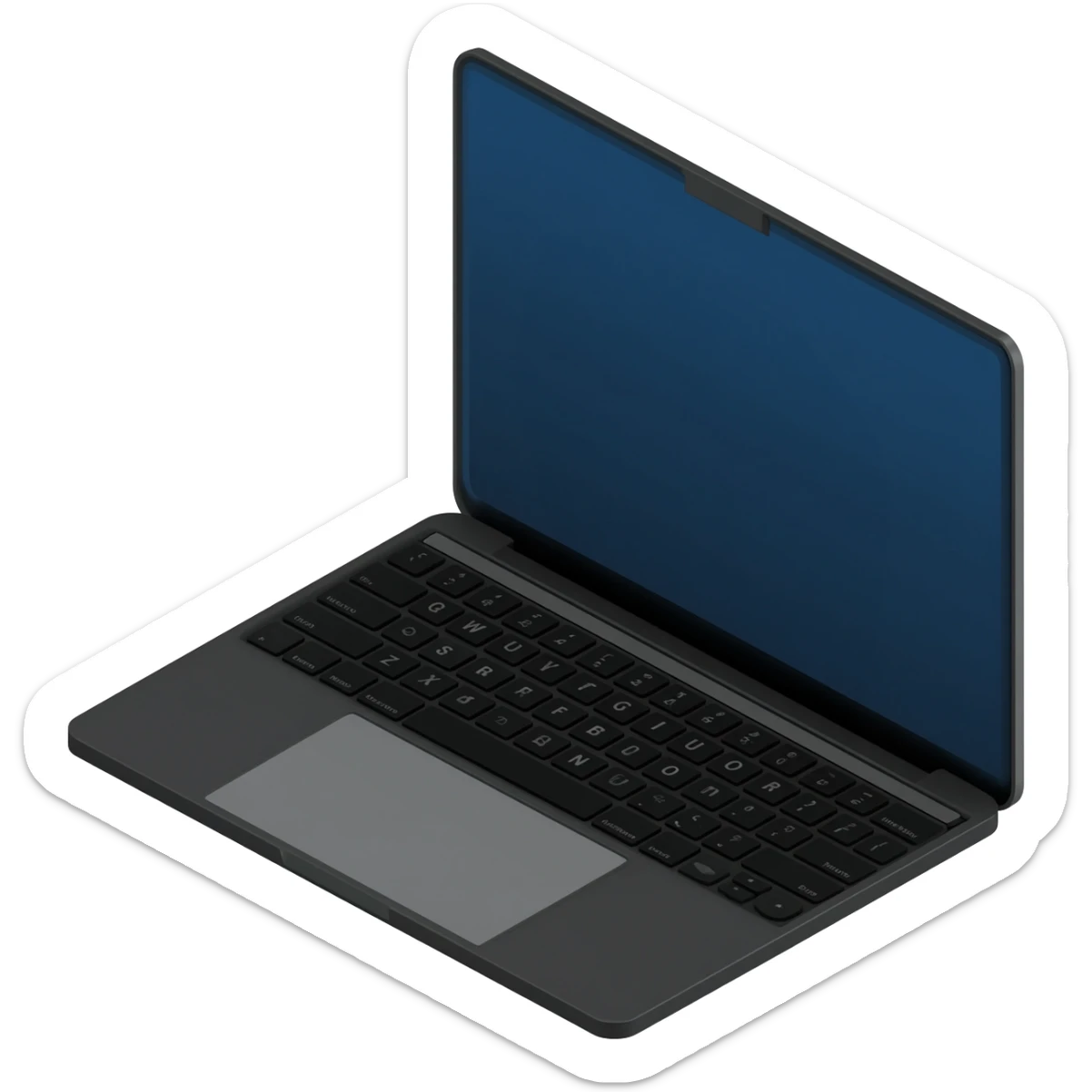 isometric black macbook sticker