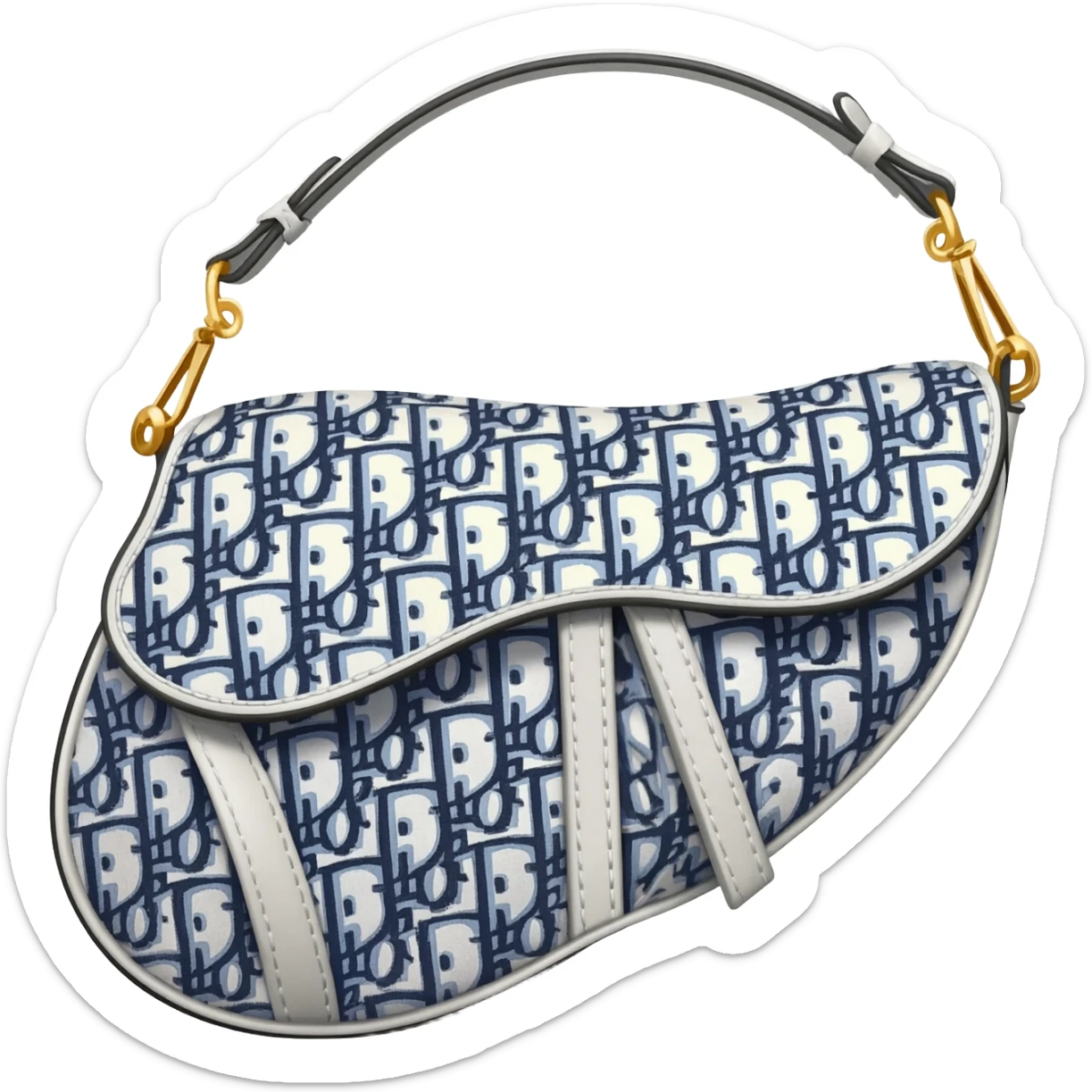 white dior printed saddle bag sticker