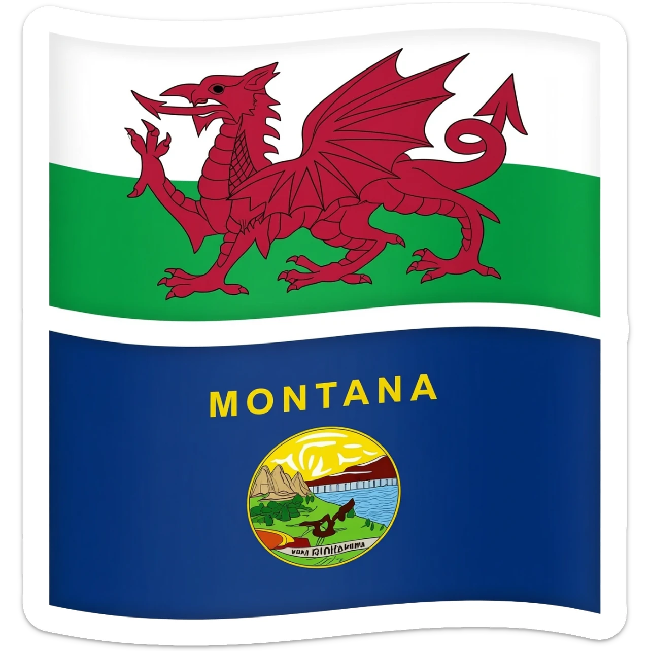 Saint Wales and Montana emoji flag sticker