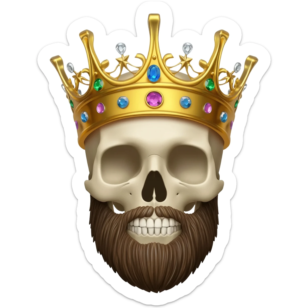 crea una calavera con una corona y barba sticker