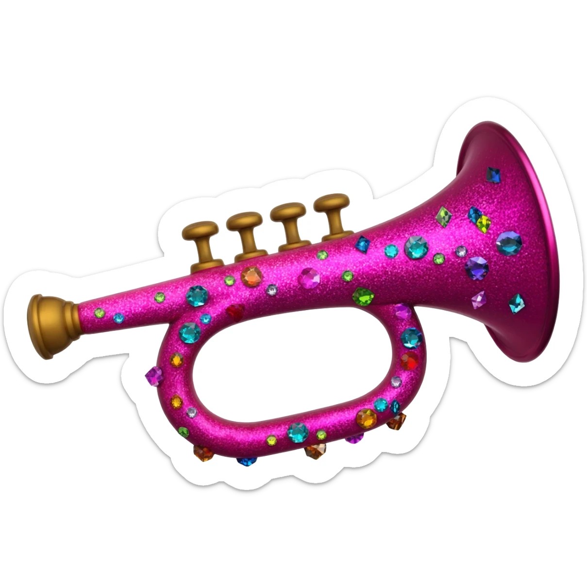 marching horn colored glitter pink add colorful crystals sticker