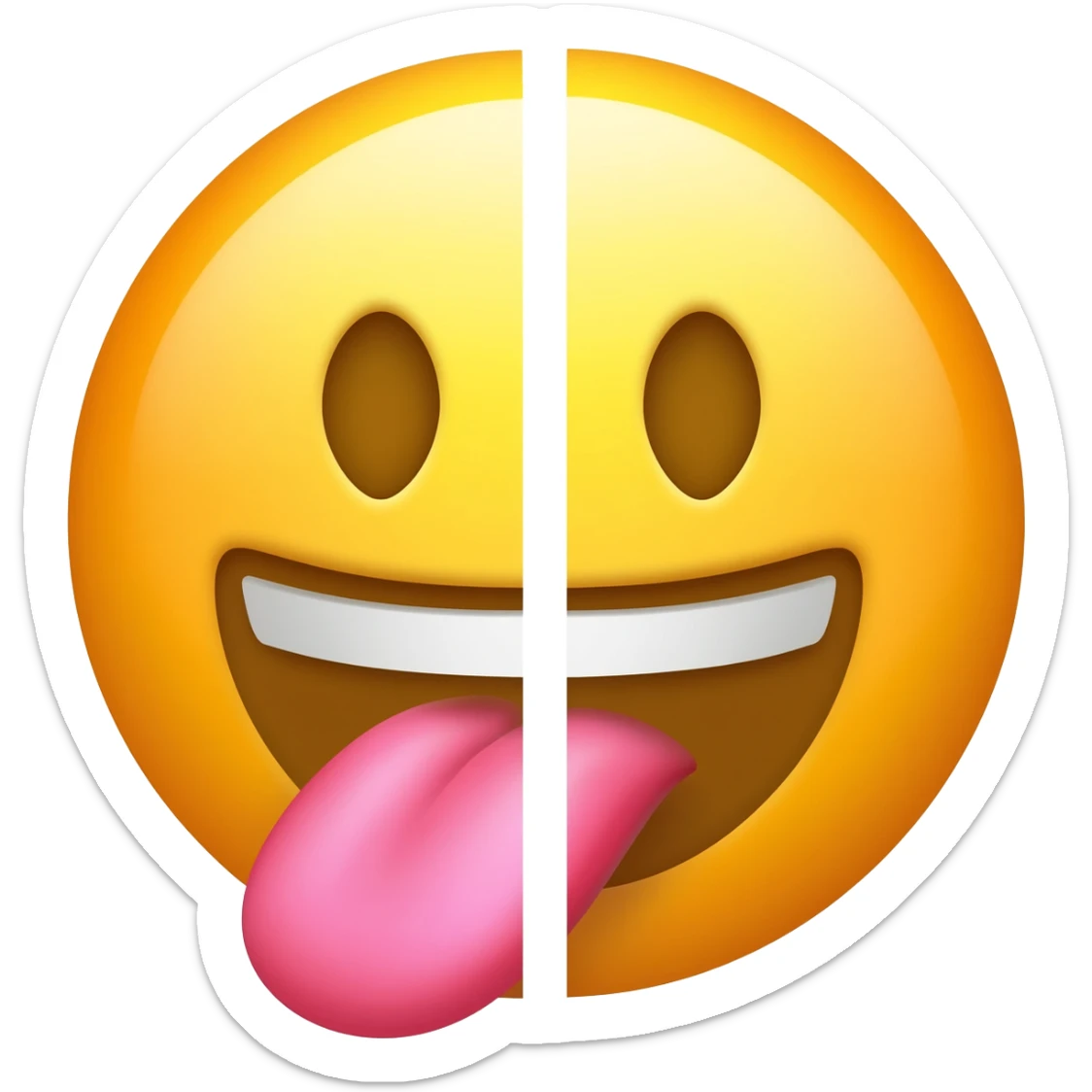 tongue emoji with the tongue split in two sections side by side sticker