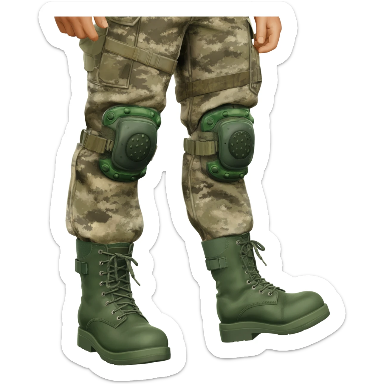 Filipino soldier bdu camo with green combat boots no plate carrier and belt knee pads sticker