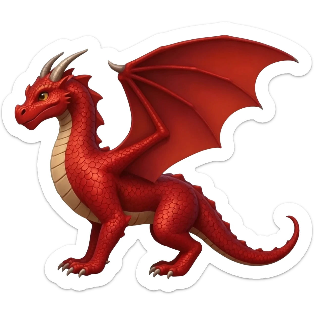 Dragón rojo con alas sticker