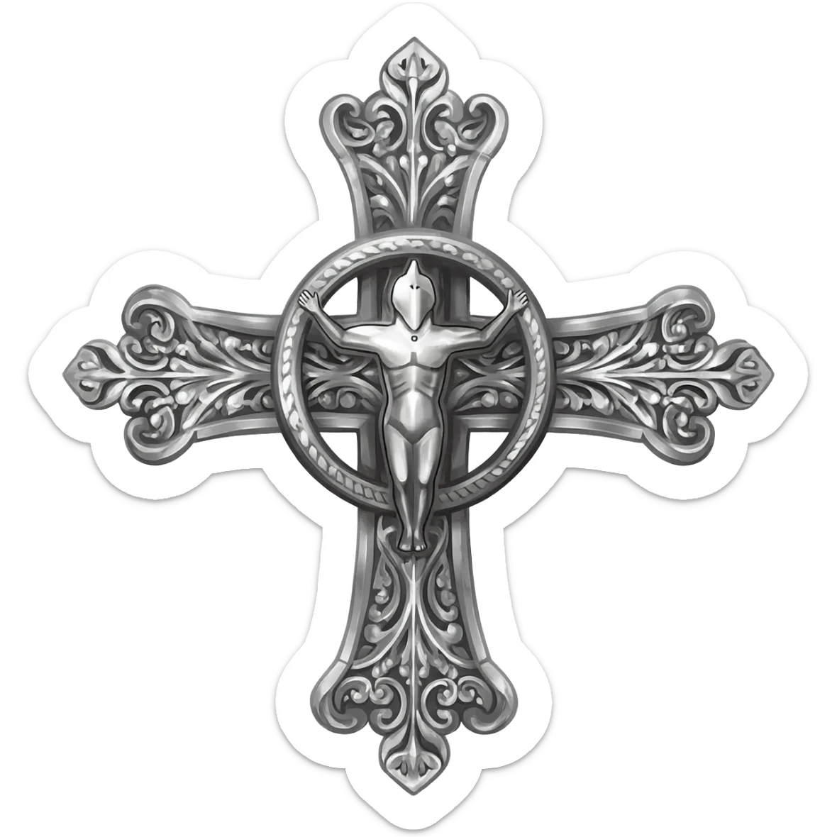 Templar cross with silver cross sticker