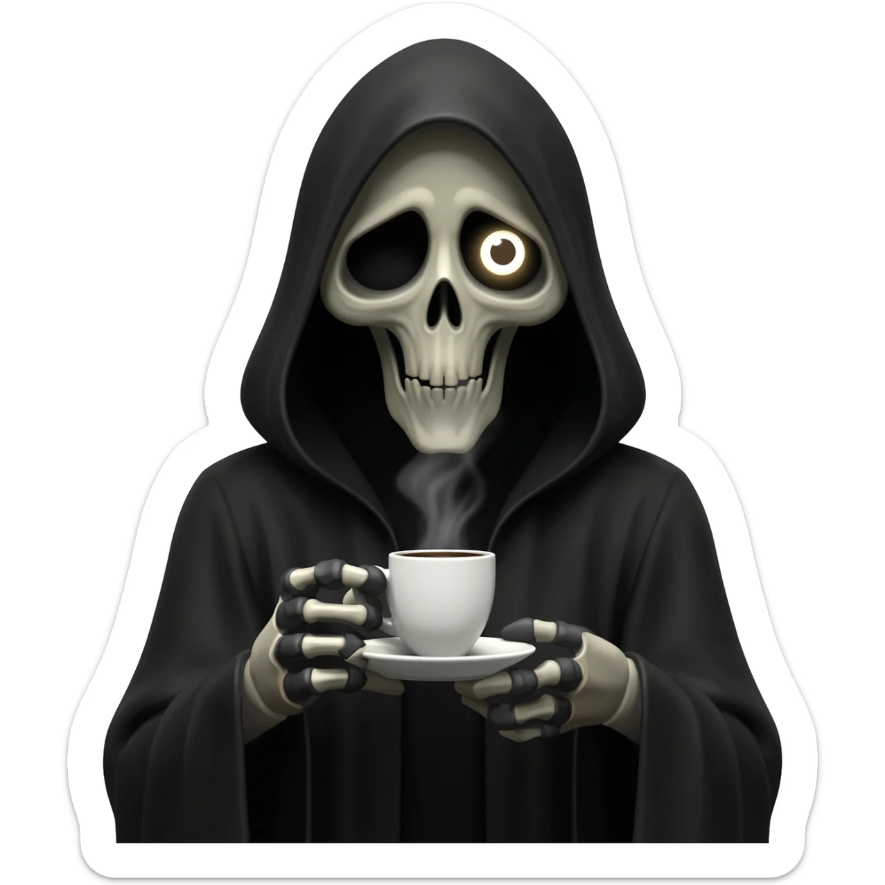 grim reaper holding coffee sticker