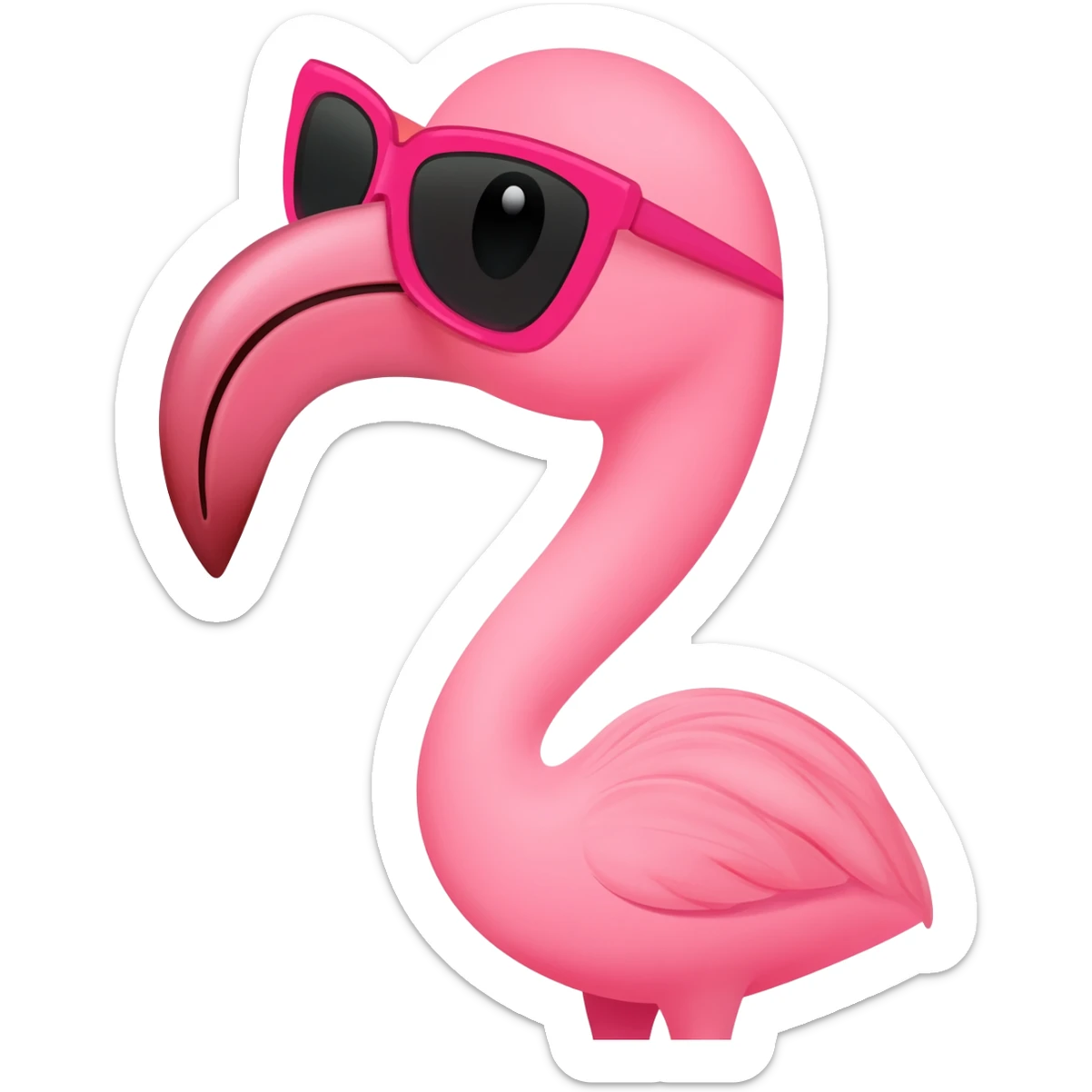 A pink flamingo wearing pink sunglasses sticker